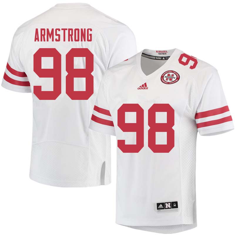 Men #98 Isaac Armstrong Nebraska Cornhuskers College Football Jerseys Sale-White - Click Image to Close
